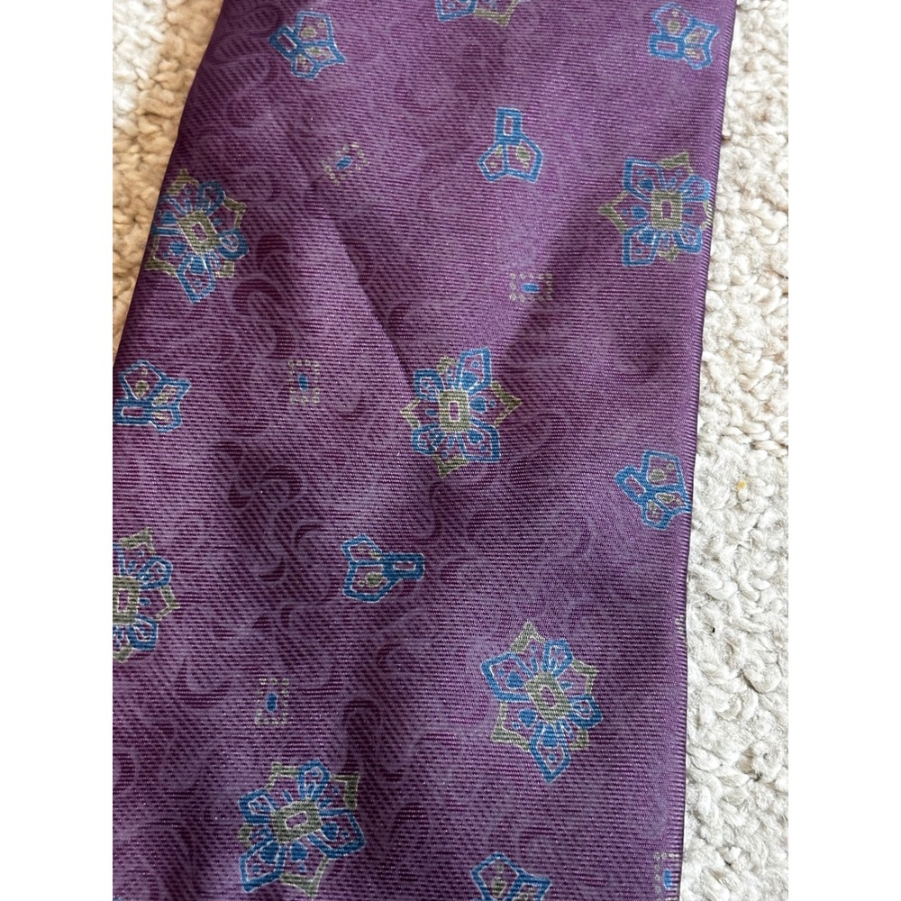 Vintage Givenchy Silk Tie Purple Geometric Floral Jacquard Made in Italy Luxury